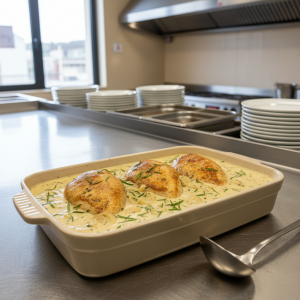 Suprêmes de pintade à la crème - Recette restauration collective