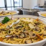 Tagliatelles à la crème et champignons - Recette restauration collective