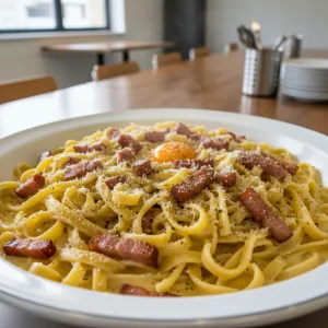 Tagliatelles carbonara - Recette restauration collective