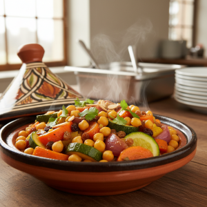 Tajine de légumes aux pois chiches - Recette restauration collective