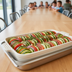 Tian de courgettes au thym - Recette restauration collective