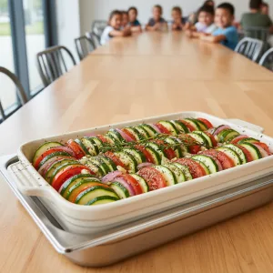 Tian de courgettes au thym - Recette restauration collective