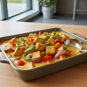 Tofu au curry et lait de coco - Recette restauration collective