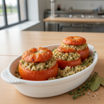 Tomates farcies végétariennes au riz - Recette restauration collective