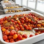 Tomates rôties au four à l'ail et thym - Recette restauration collective