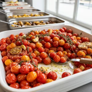 Tomates rôties au four à l'ail et thym - Recette restauration collective