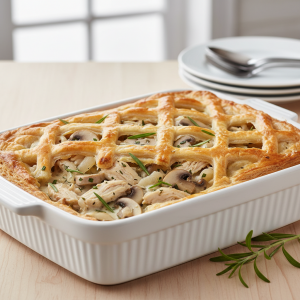 Tourte au poulet et champignons - Recette restauration collective