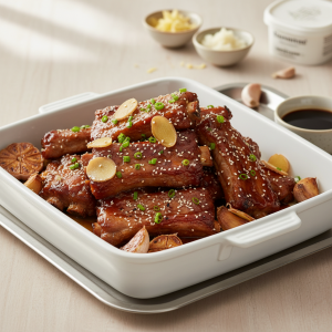 Travers de porc caramélisés au miel - Recette restauration collective