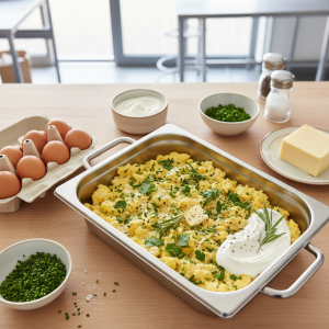 Œufs brouillés aux fines herbes fraîches - Recette restauration collective