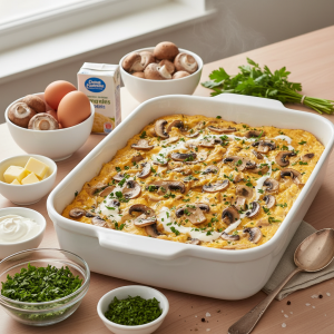 Œufs brouillés forestiers aux champignons de Paris - Recette restauration collective