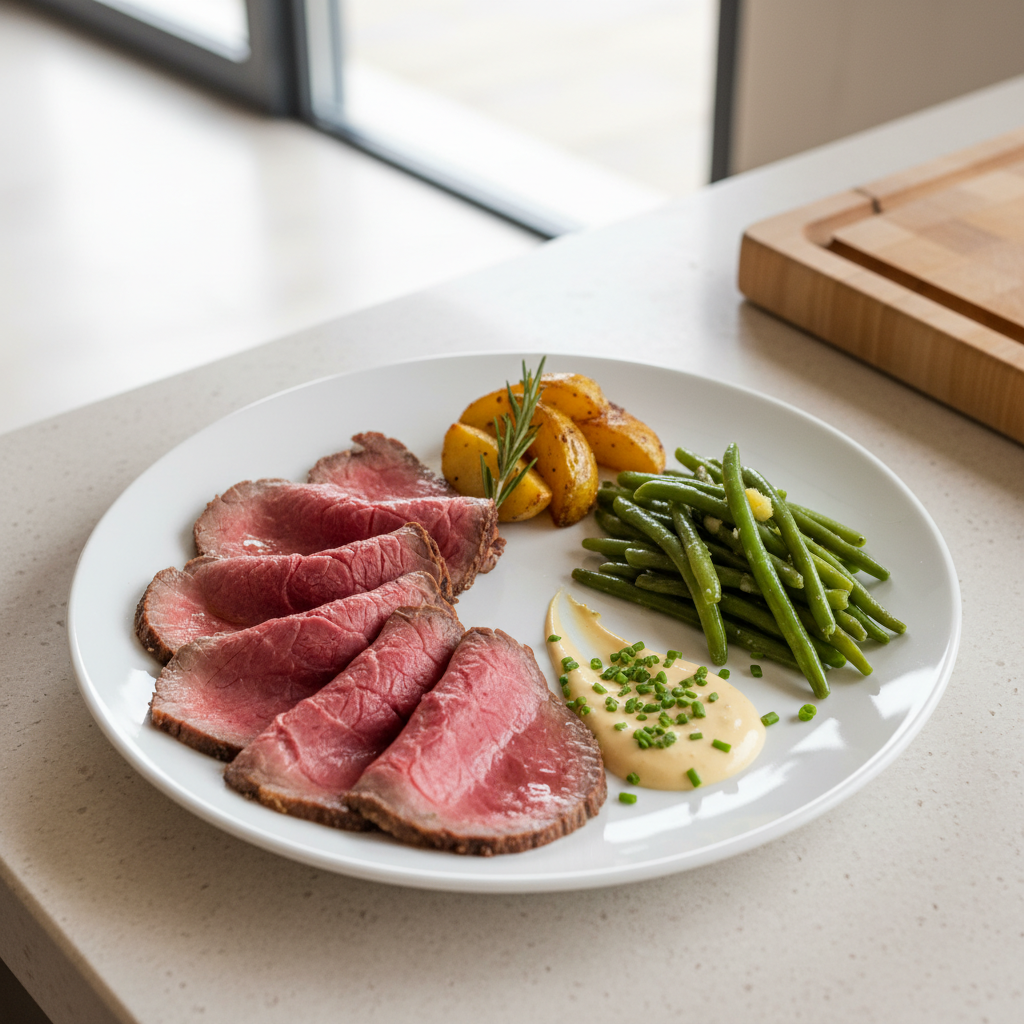 Rôti de bœuf froid et sa sauce ravigote pour 6 personnes : recette maison